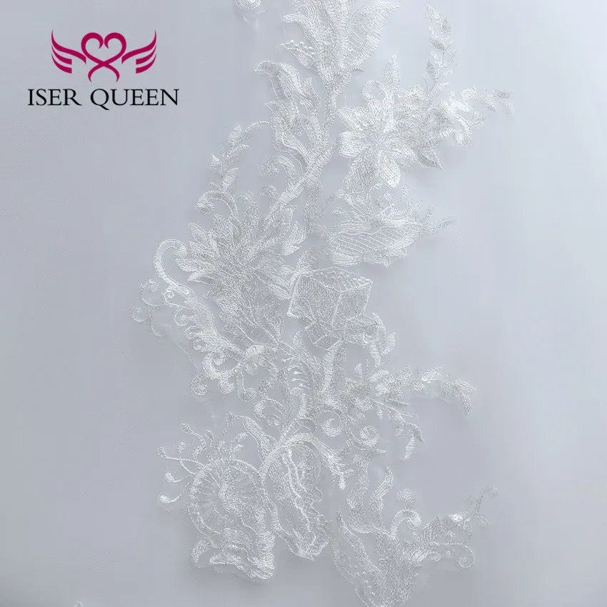 Customized Crystal Beaded Lace Wedding Dress Plus Size