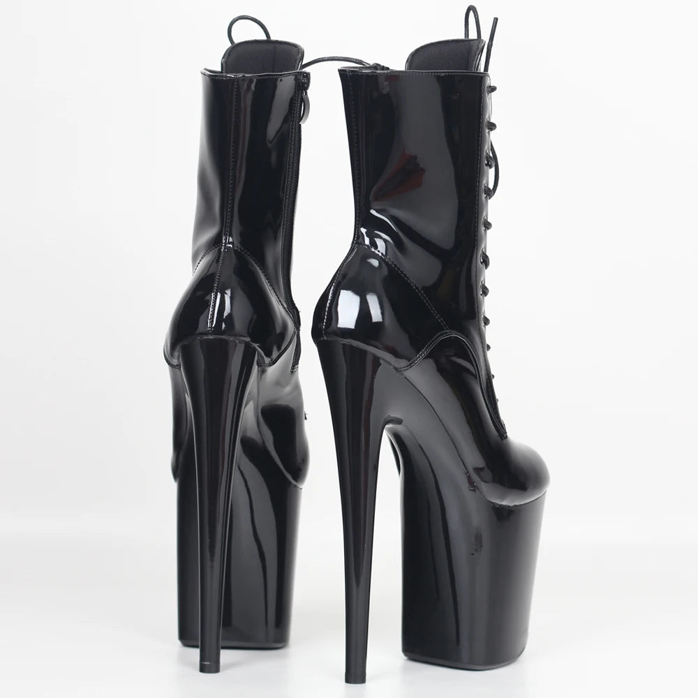 20CM High Heels Platform Ankle Boots Lace Up