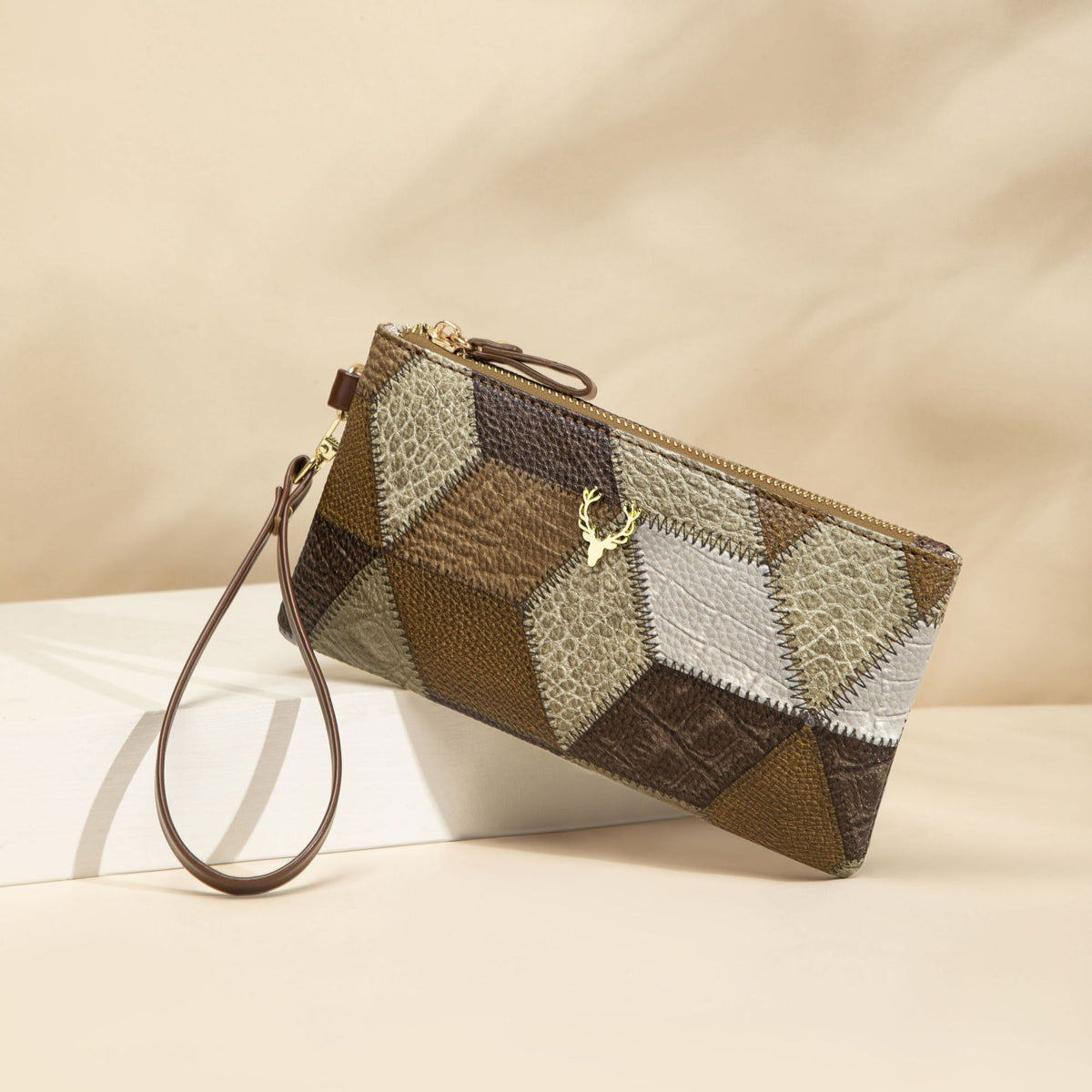 Small Square PU Clutch Bag with Color Contrast