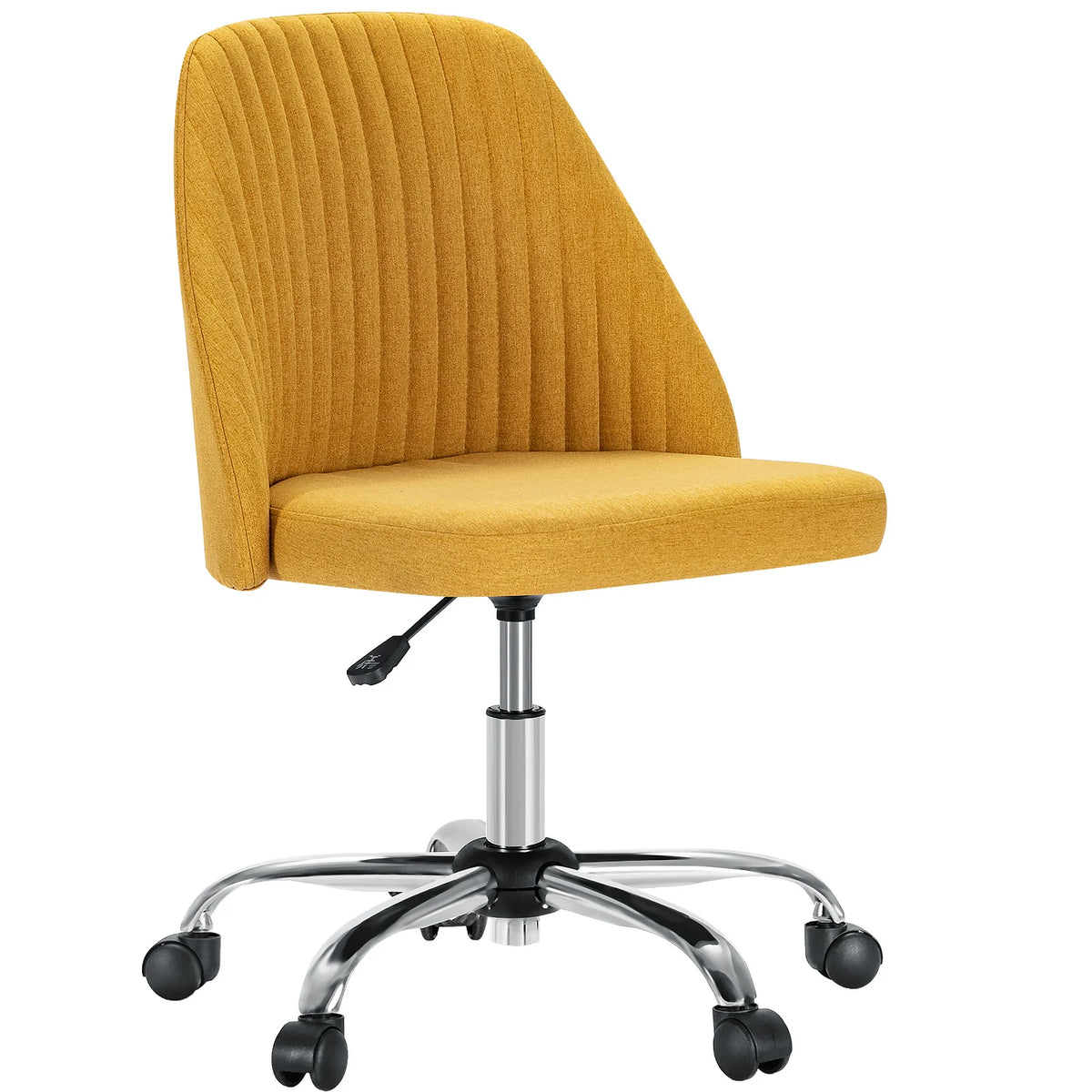 JHK Armless Swivel Office Chair with Fabric and Wheels