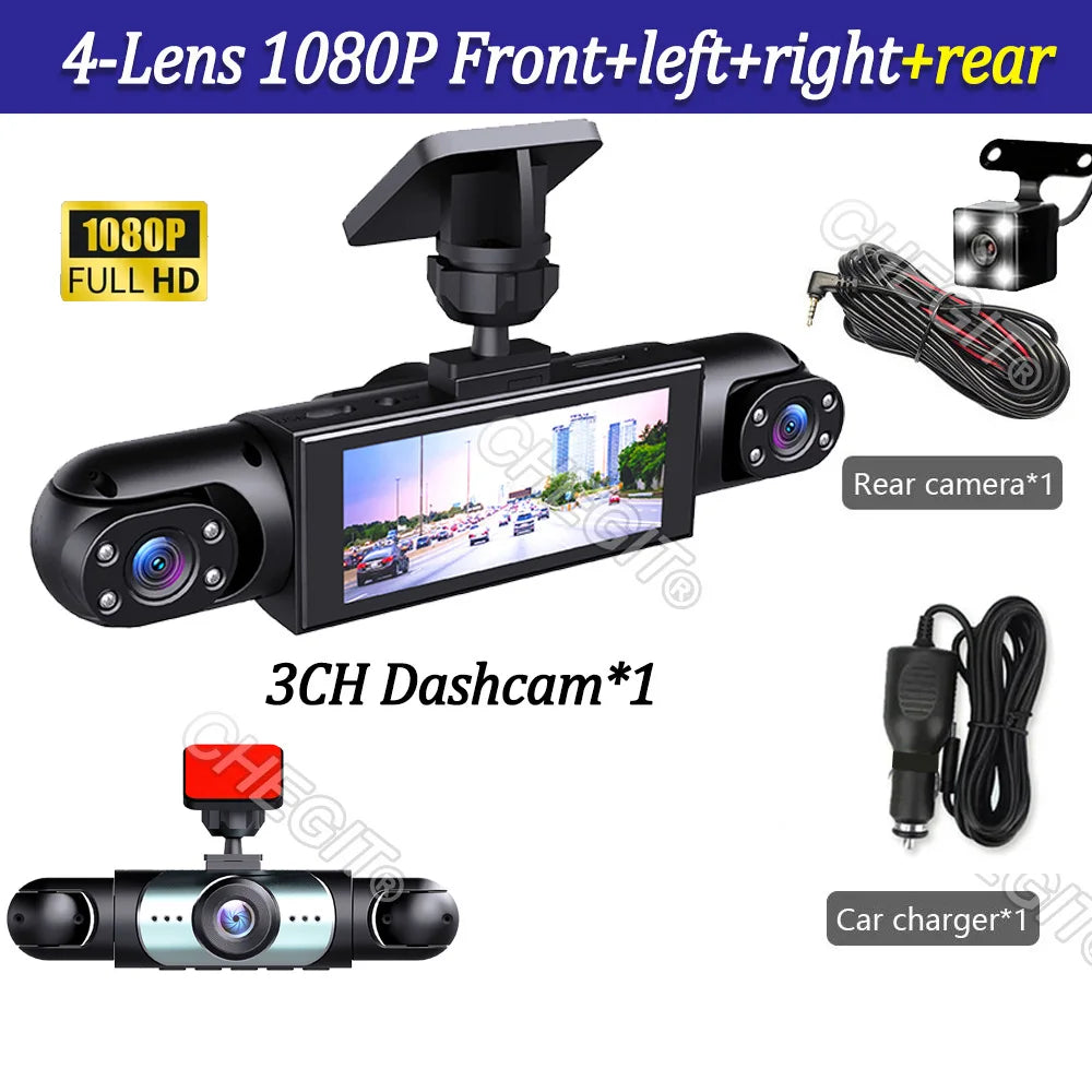 4 Lens 1080P Car DVR Video Recorder with Rear View Camera