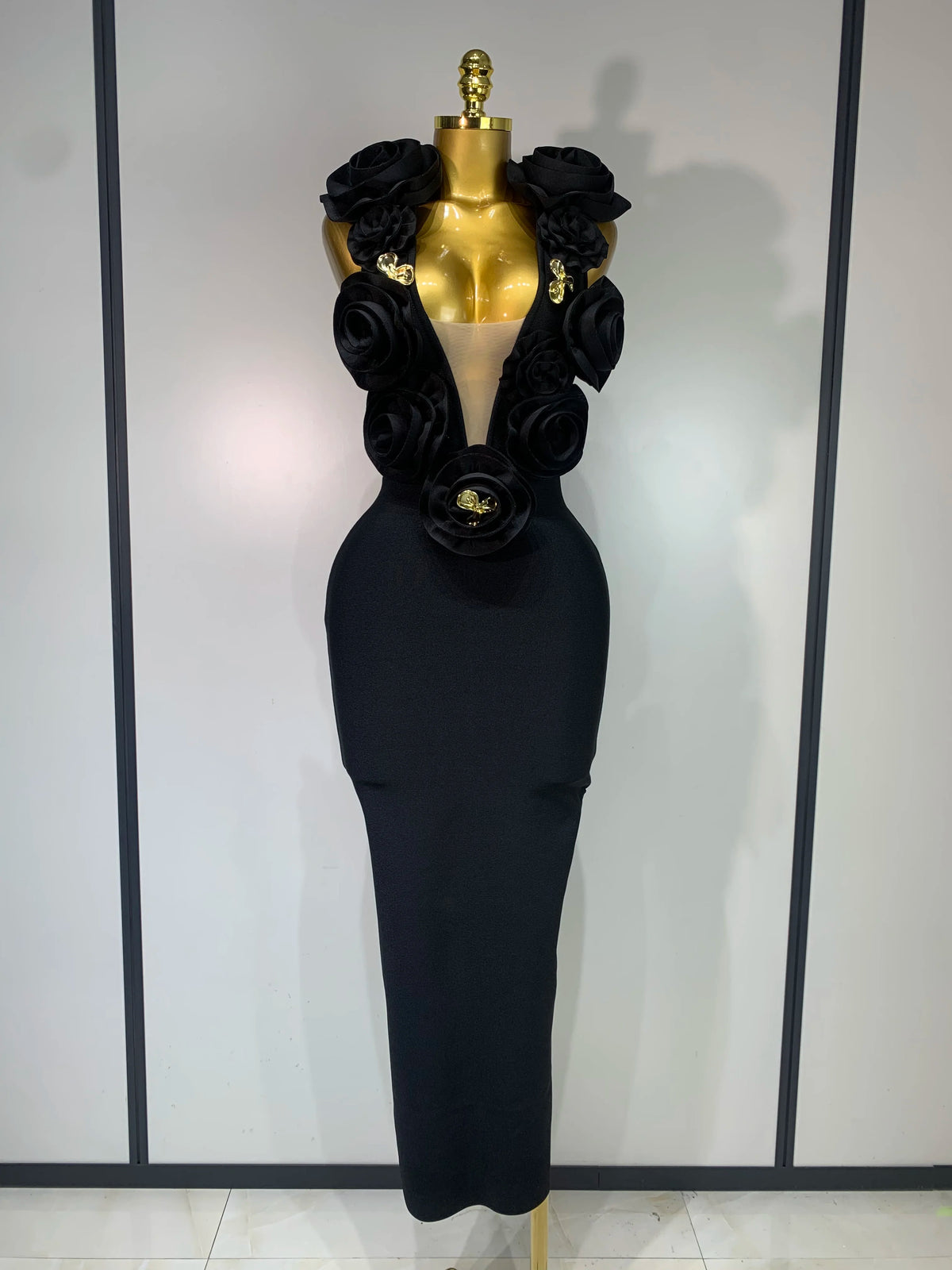 3D Flower Sleeveless Bodycon Bandage Dress Women