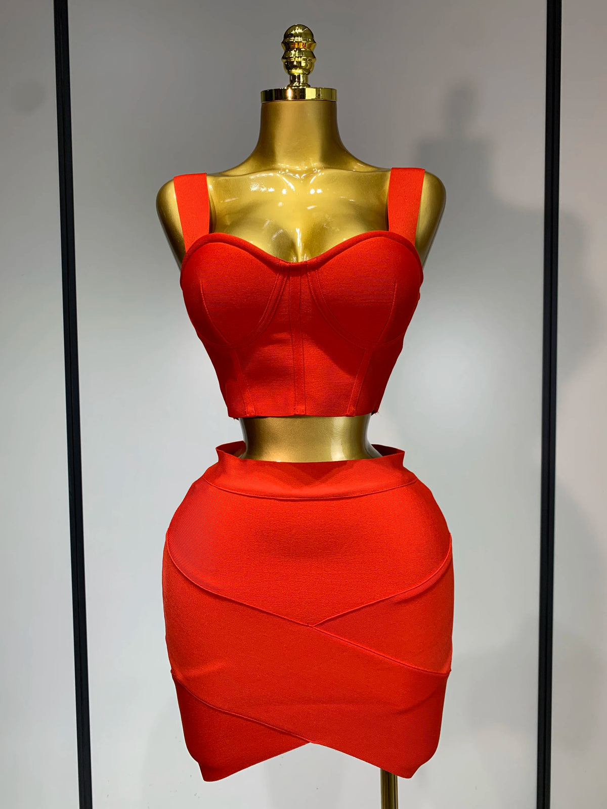 Women Bodycon Bandage Two Piece Set Black White