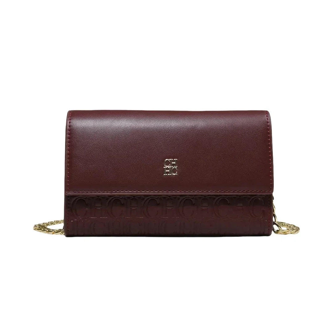 CH Women PU Leather Crossbody Bag with Metal Chain
