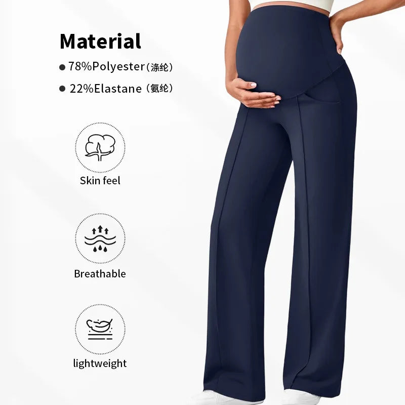 Plus Size Maternity Wide-Leg Pants Natural Color