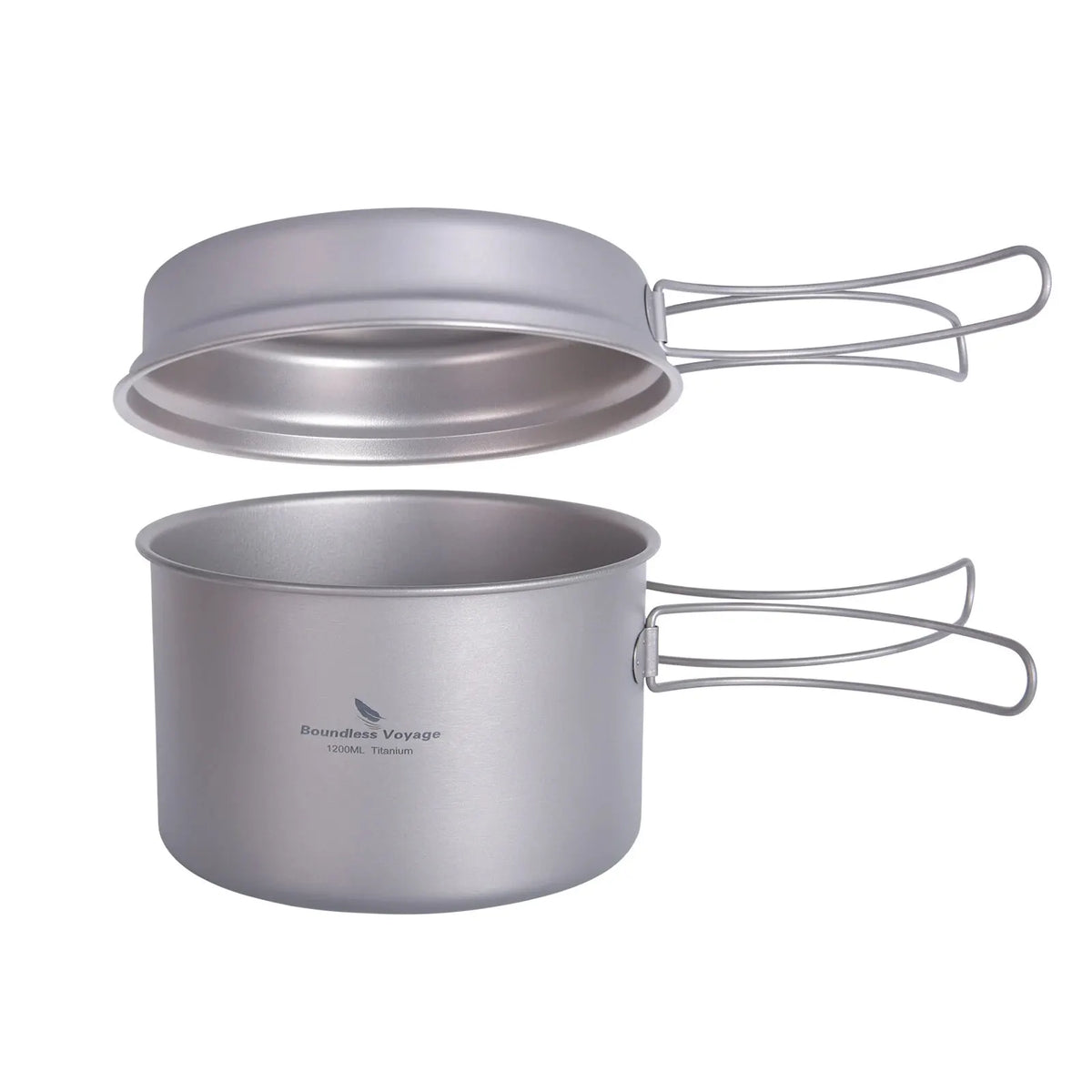Titanium Pot Pan Set with Folding Handles for Camping