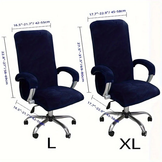 Velvet Plush Stretch Office Chair Cover Set