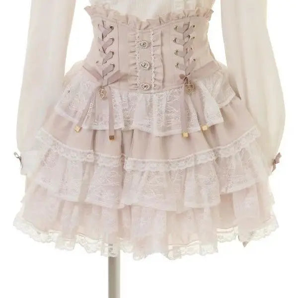 Japanese Sweet Lolita Mini Skirt Women Retro Lace Skirt