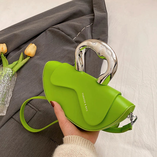 Solid PU Shoulder Bag with Hasp Compartment