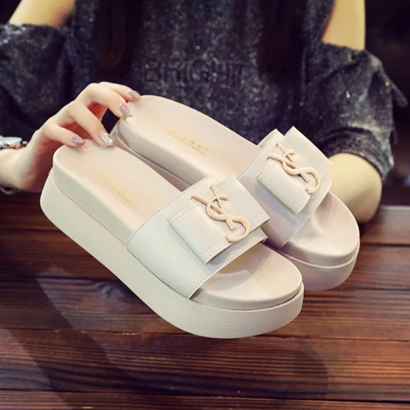 Women's Casual Leather Sandals with Thick Bottom