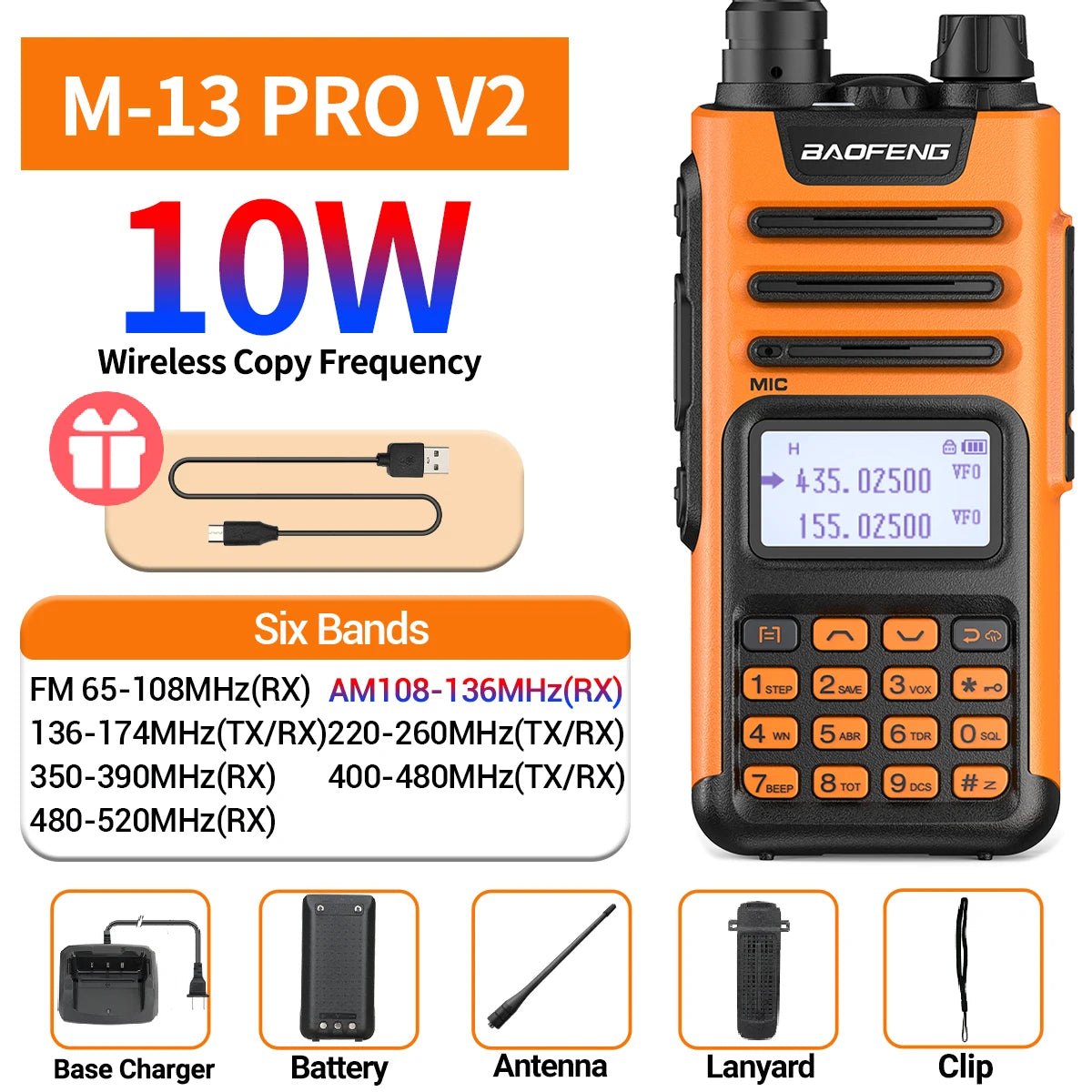 BaoFeng M-13 PRO V2 High Power Multi Band Walkie Talkie