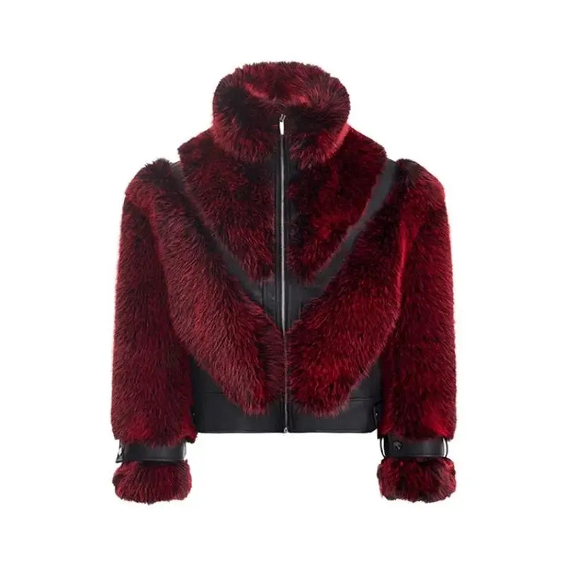 Thick Warm Patchwork Faux Fur Coat for Men
