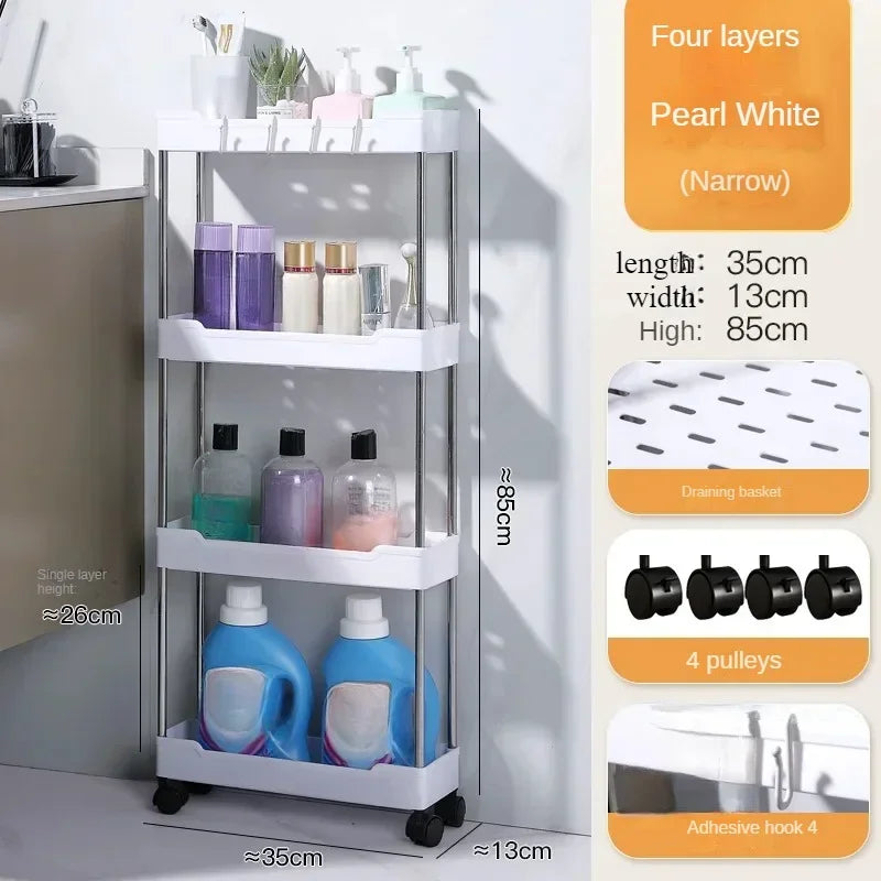 Multi-layer Metal Storage Trolley for Bathroom and Kitchen