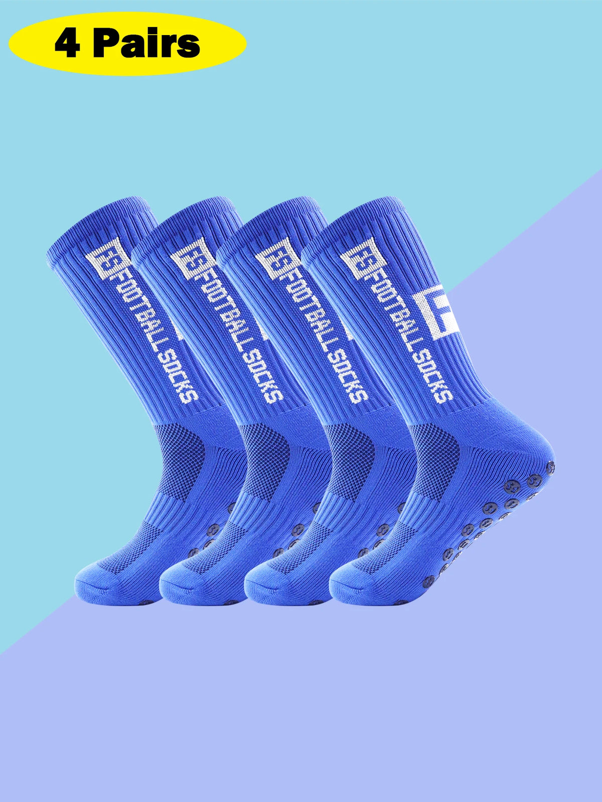Men's Anti Slip Soccer Socks with Grippers 4 Pairs