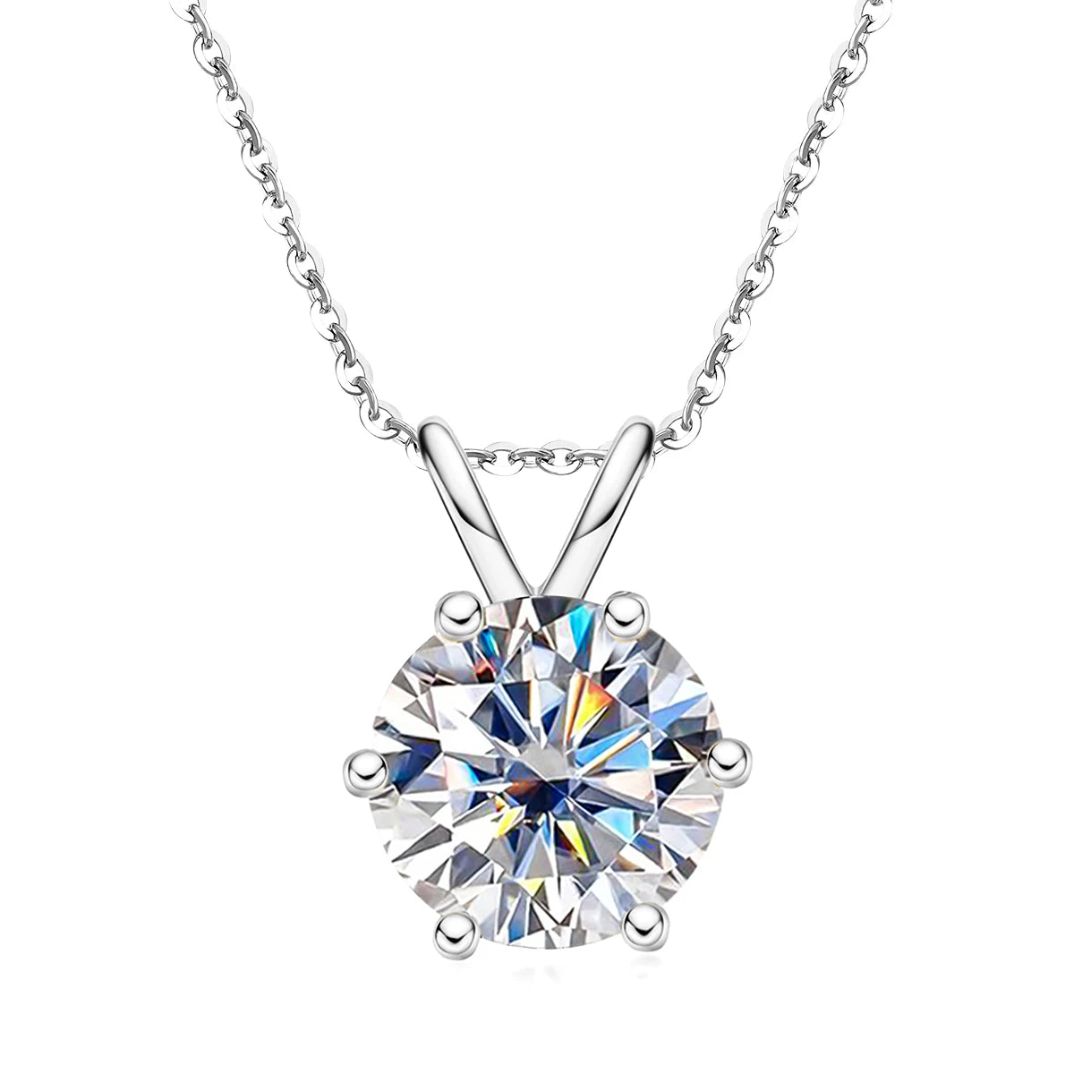 D Color Moissanite Diamond Pendant Necklace 18K Gold Plated