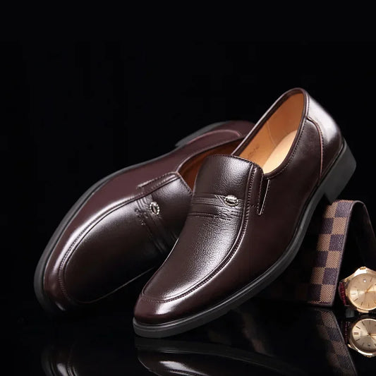 Leather Black Slip-On Loafers for Men Plus Size 38-44