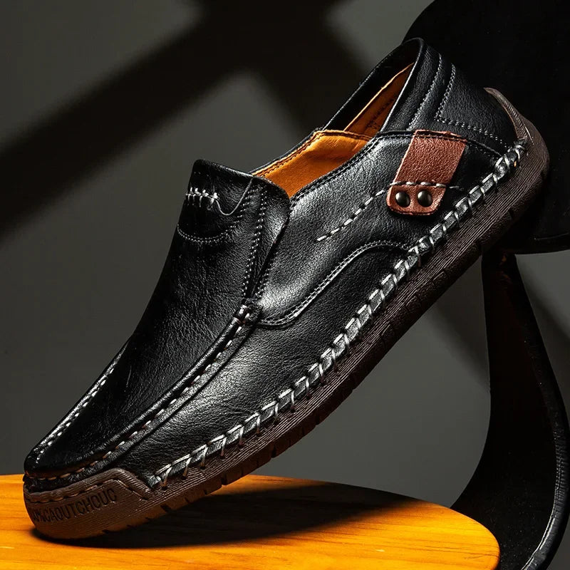 Men's Genuine Leather Slip-On Loafers Casual Shoes