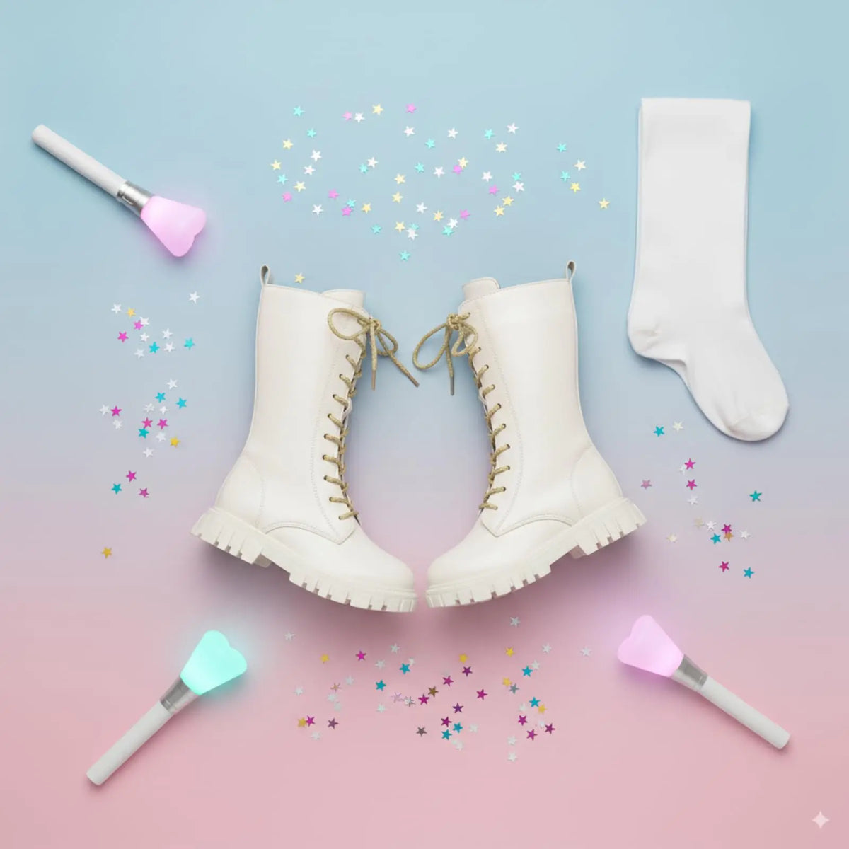 Punk Gothic Mid-Calf Combat Boots for Girls