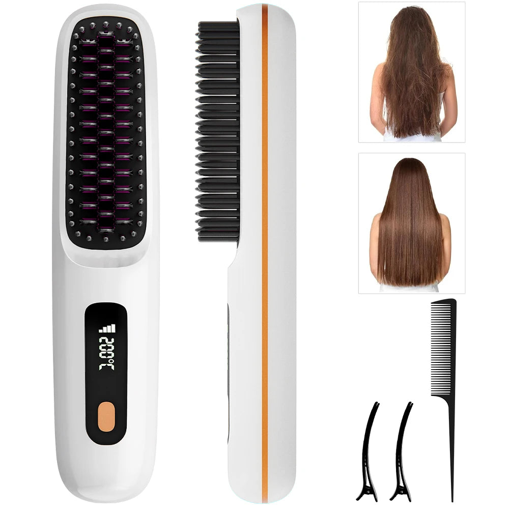 Ionic Hair Straightener Brush with LED Display