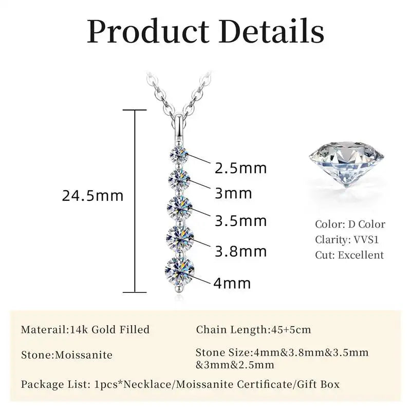 Brilliant Moissanite Pendant Necklace 14K Gold Filled
