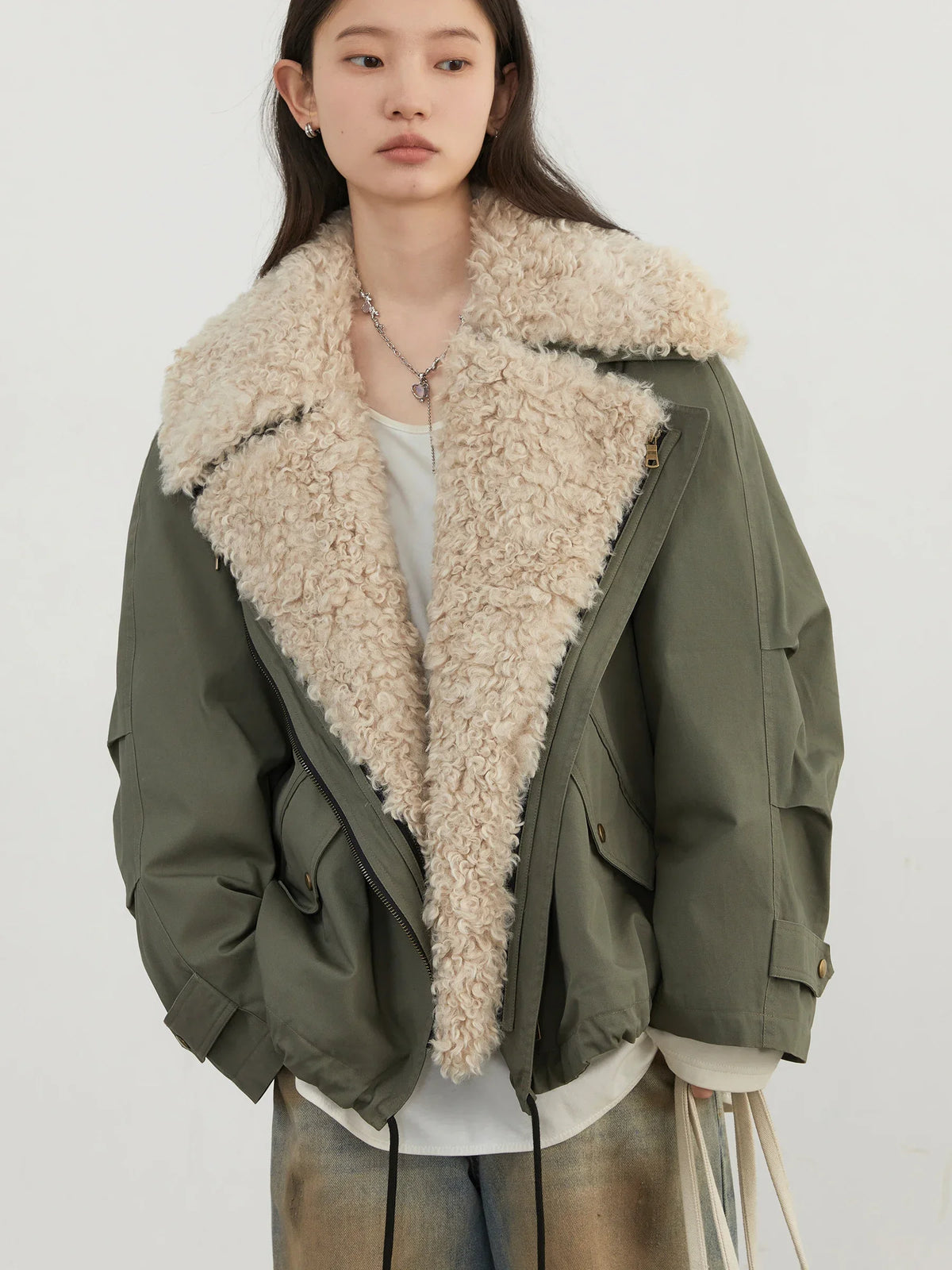 Cotton Motorcycle Jacket for Women Casual Retro Style
