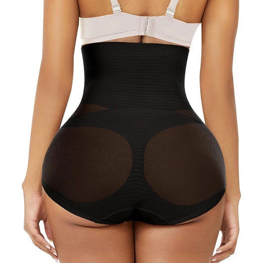 High Waisted Body Shaper Control Panties Black Beige