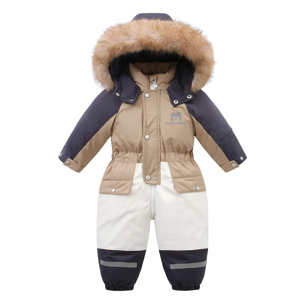 Children's Waterproof Hooded Ski Suit Jumpsuit