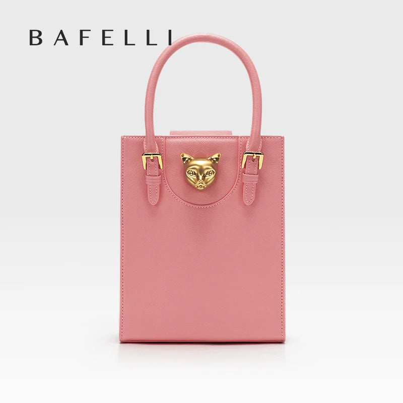 BAFELLI Women's Genuine Leather Mini Tote Crossbody Bag