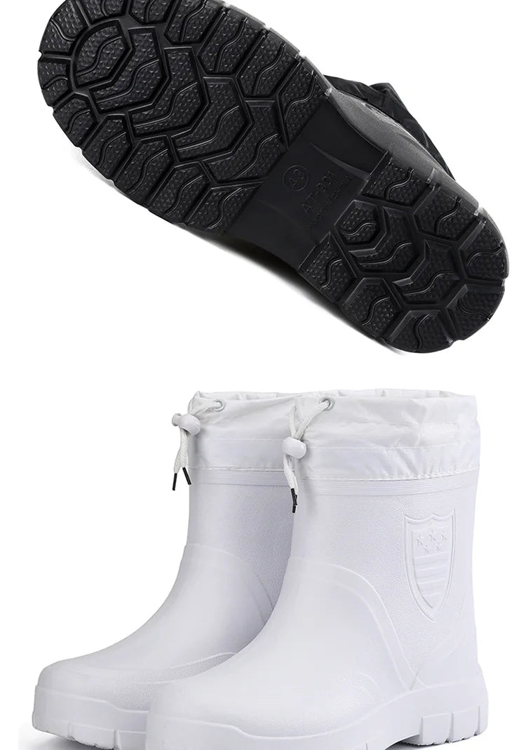 Men's Waterproof Velvet Rain Boots Casual Short Boot