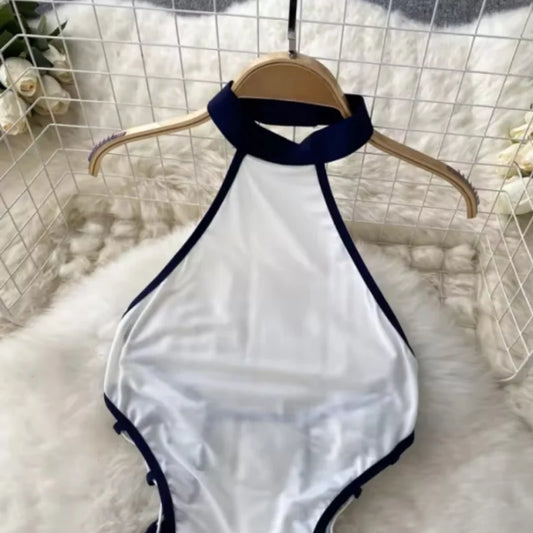 Women Transparent Lace Up Halter Bodysuit Romper