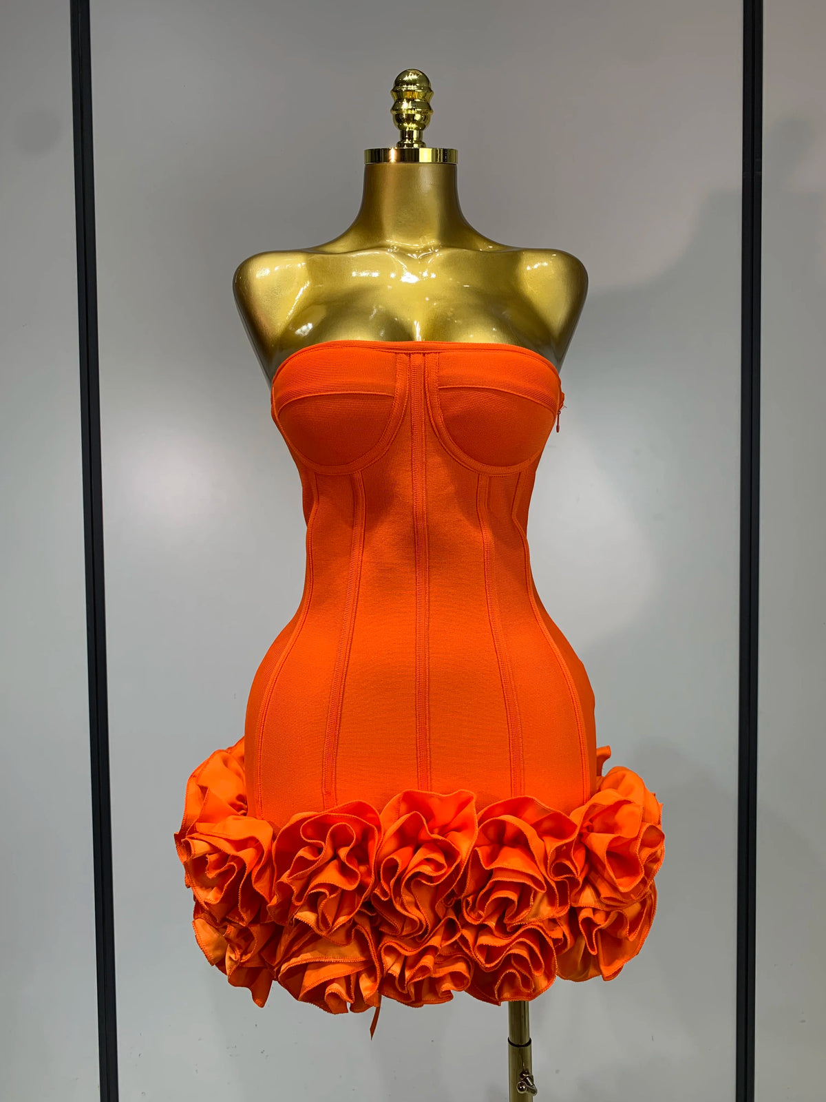 Women Strapless Backless Flower Embellished Mini Dress