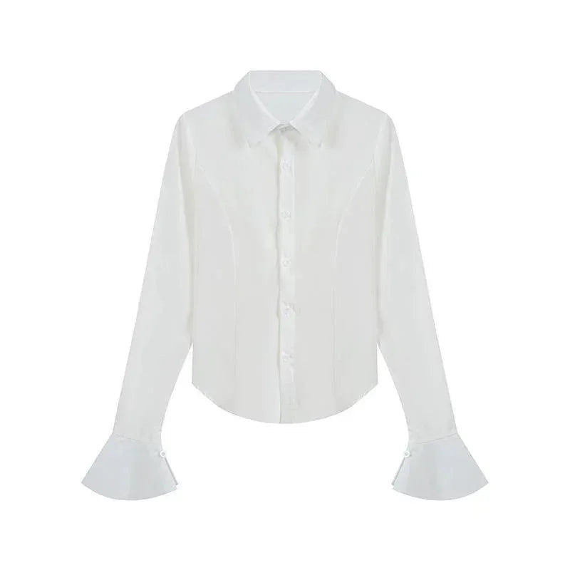 Slim Flared Sleeve Cotton Women's Shirt Tunic