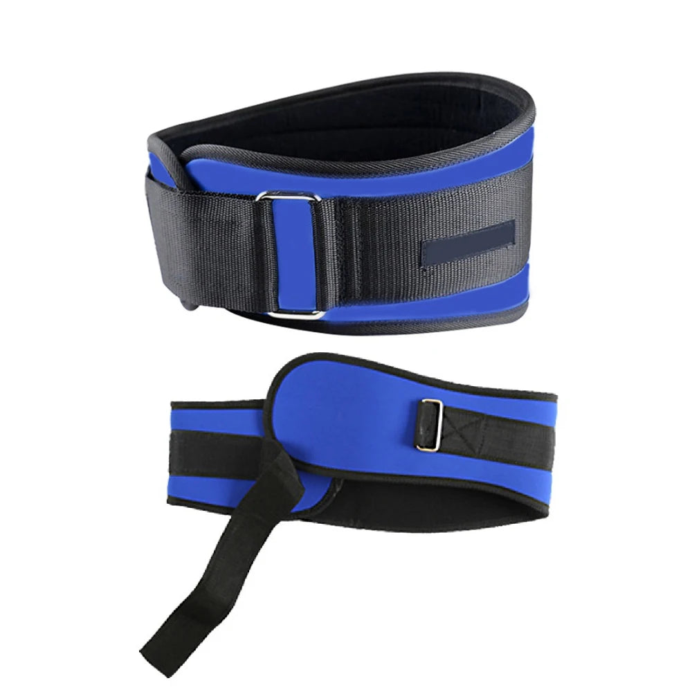 Adjustable Black and Blue Weightlifting Belt for Back Support