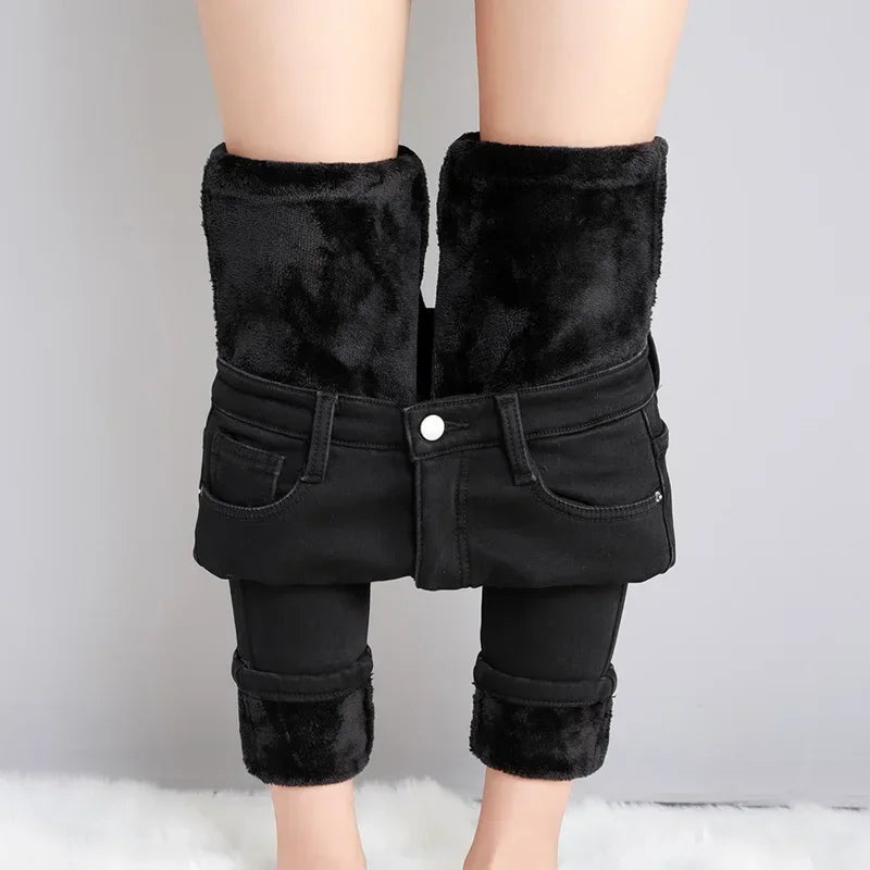 Women's Winter Plush Stretch Skinny Jeans