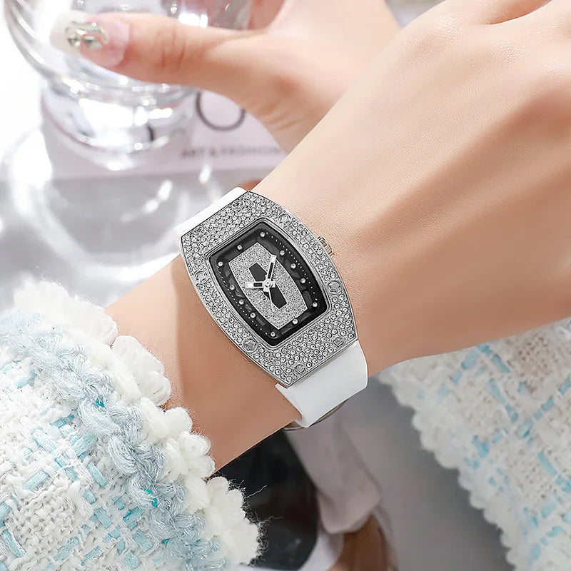 Women Silicone Jelly Quartz Tonneau Watch