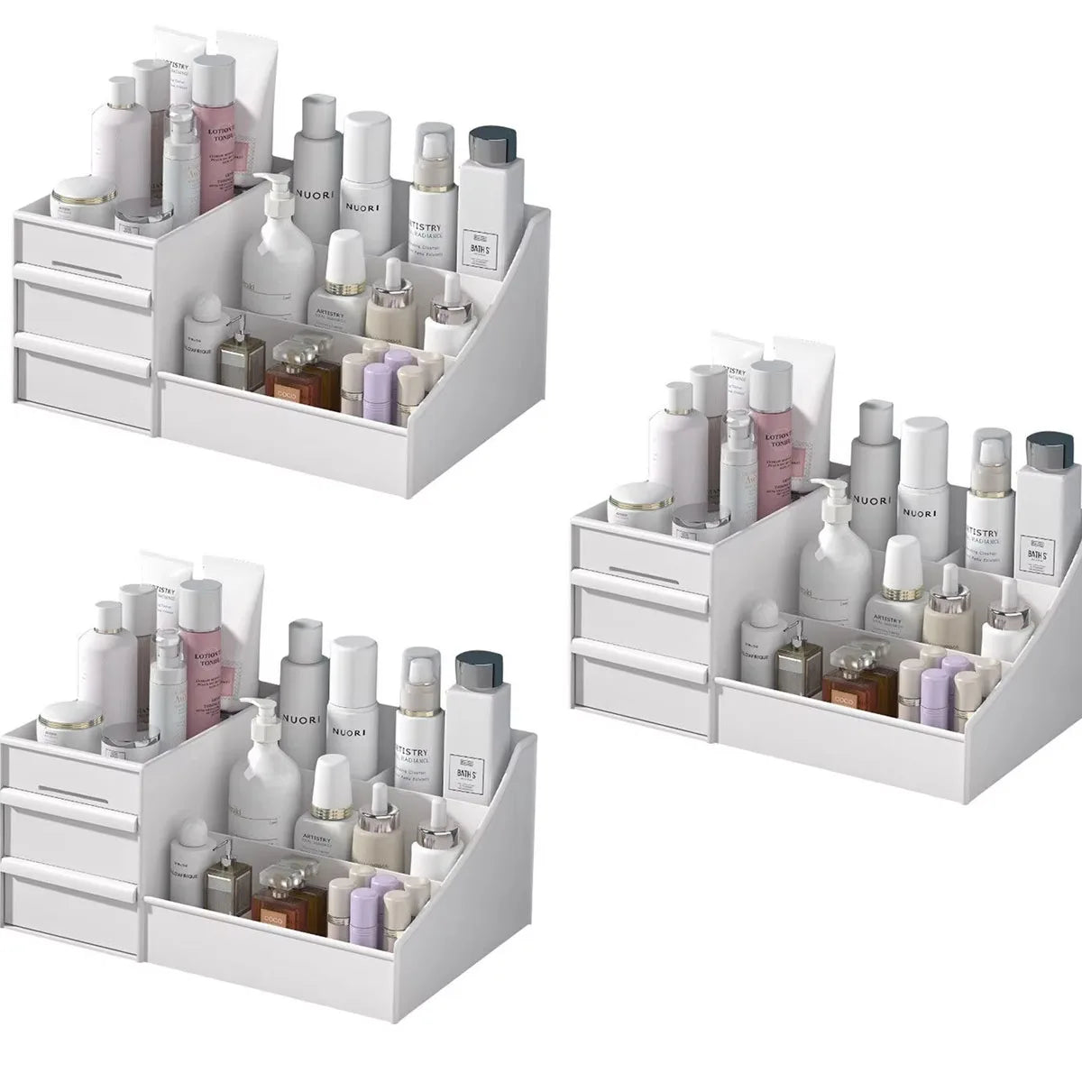 White Plastic Drawer Makeup Storage Box