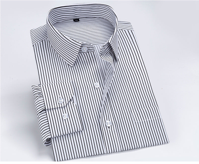 Striped Long-Sleeved Shirt for Men, Cotton Blend, Breathable