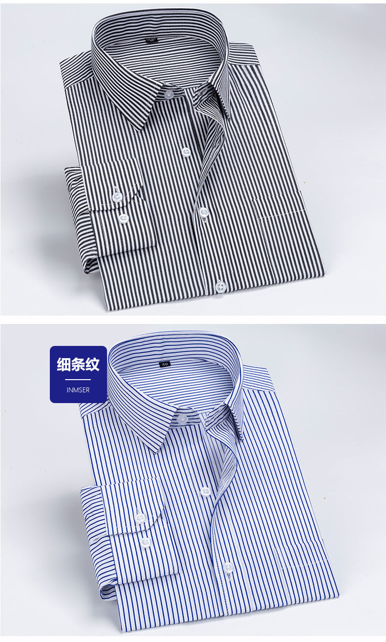 Striped Long-Sleeved Shirt for Men, Cotton Blend, Breathable