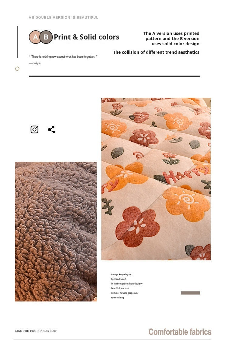 Lamb Fleece Blanket Double-Sided Velvet Warm Quilt