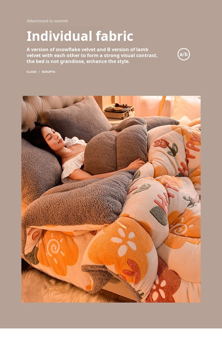 Lamb Fleece Blanket Double-Sided Velvet Warm Quilt