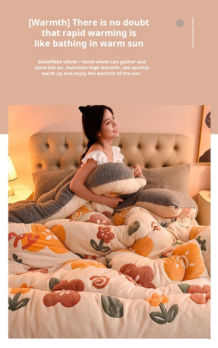 Lamb Fleece Blanket Double-Sided Velvet Warm Quilt