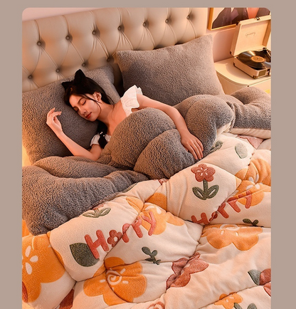 Lamb Fleece Blanket Double-Sided Velvet Warm Quilt