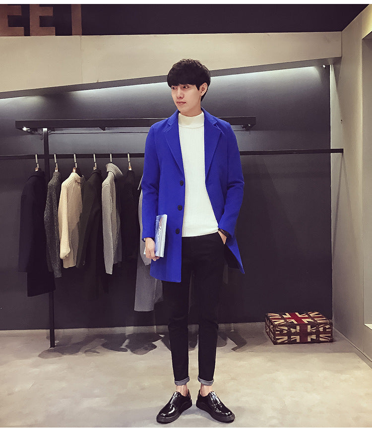 Men's Long Cotton Windbreaker Jacket Casual Slim Fit
