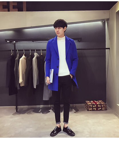 Men's Long Cotton Windbreaker Jacket Casual Slim Fit