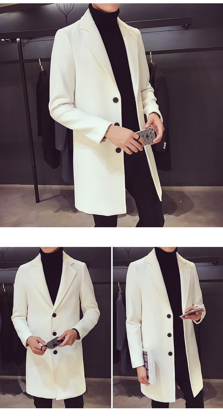 Men's Long Cotton Windbreaker Jacket Casual Slim Fit
