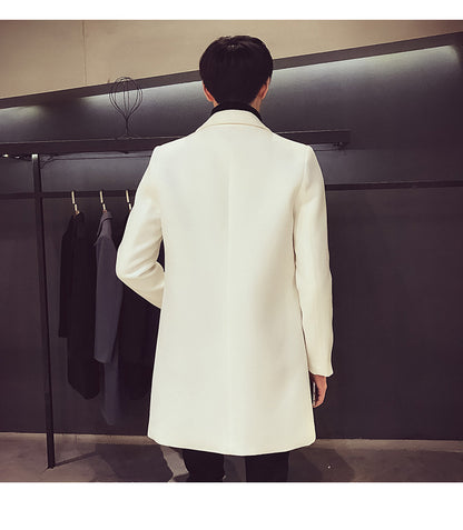 Men's Long Cotton Windbreaker Jacket Casual Slim Fit