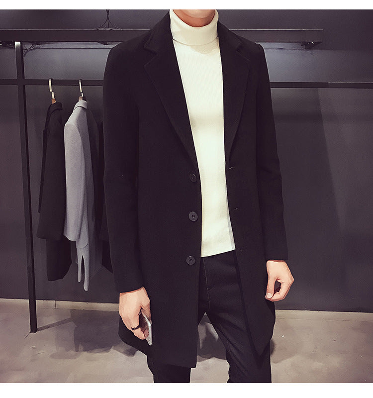 Men's Long Cotton Windbreaker Jacket Casual Slim Fit