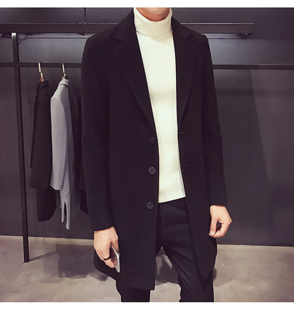 Men's Long Cotton Windbreaker Jacket Casual Slim Fit