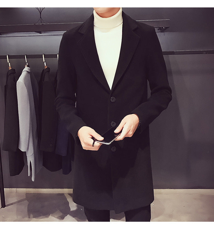 Men's Long Cotton Windbreaker Jacket Casual Slim Fit