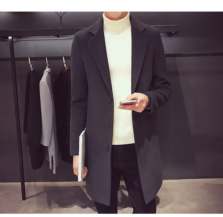 Men's Long Cotton Windbreaker Jacket Casual Slim Fit